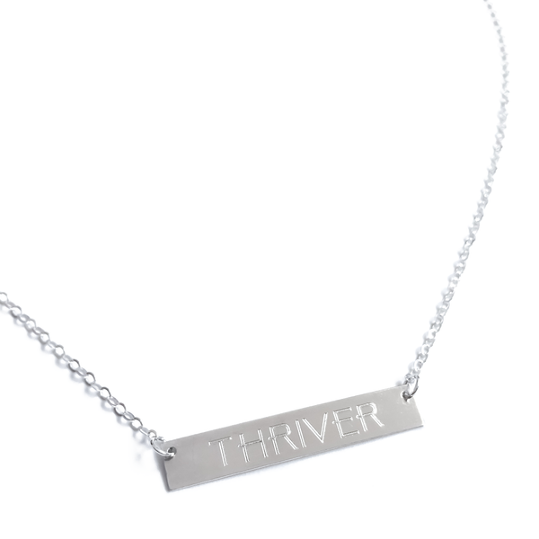 Sterling Silver "THRIVER" Bar Necklace
