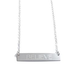 Sterling Silver "BELIEVE" Bar Necklace