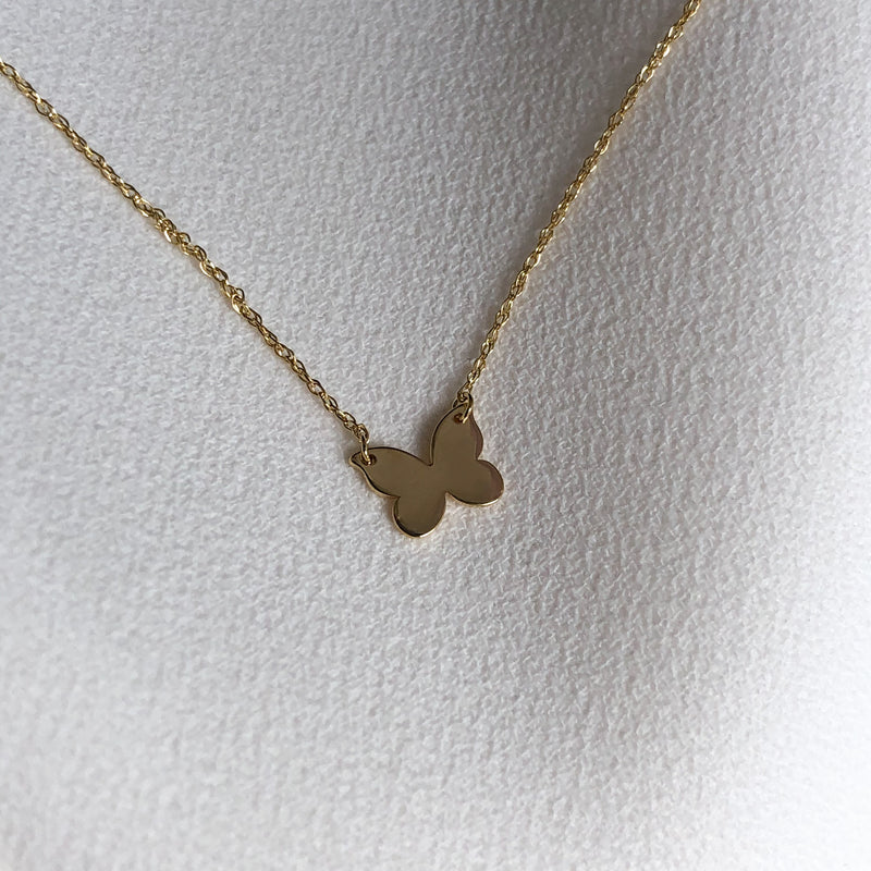 14k Solid Gold Butterfly Pendant Necklace